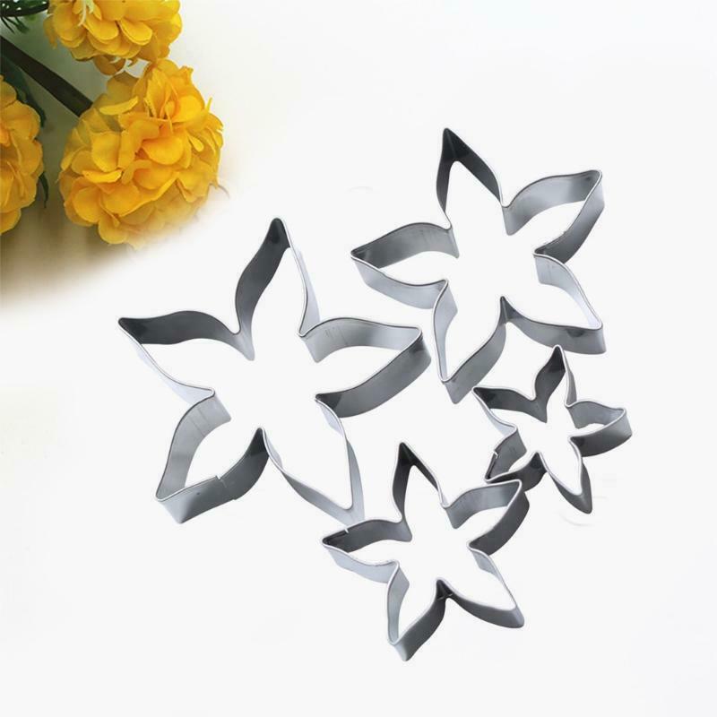 4 PCS Food-Grade Stainless Steel Rose Theme Christmas Cookie Cutters Baking Ute
