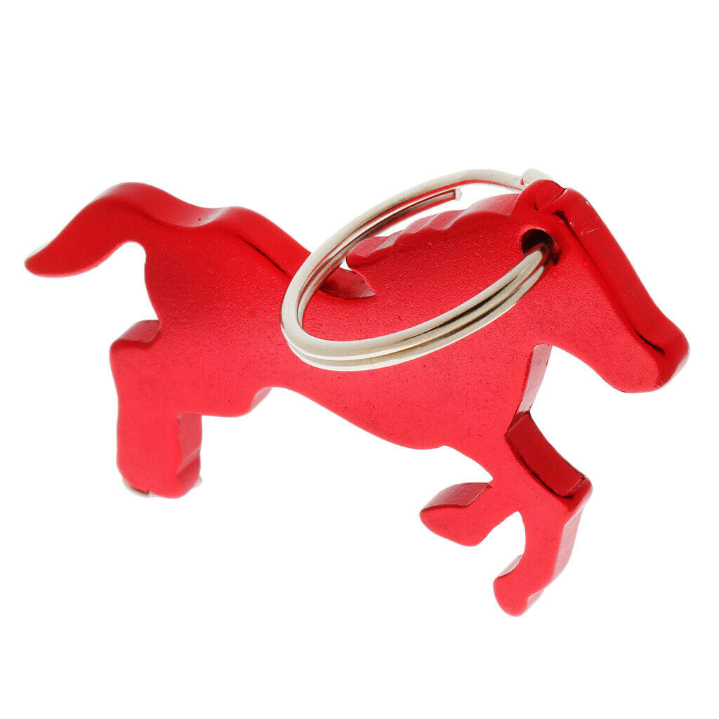 Aluminum Horse Pattern Bottle Opener Key Ring Keychain Bag Pendent Red