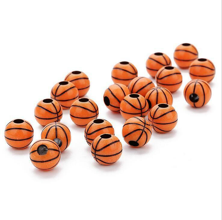 100pcs Acrylic Beads Basketball shape DIY Handmade beading Bracelet Jewelry 11mm