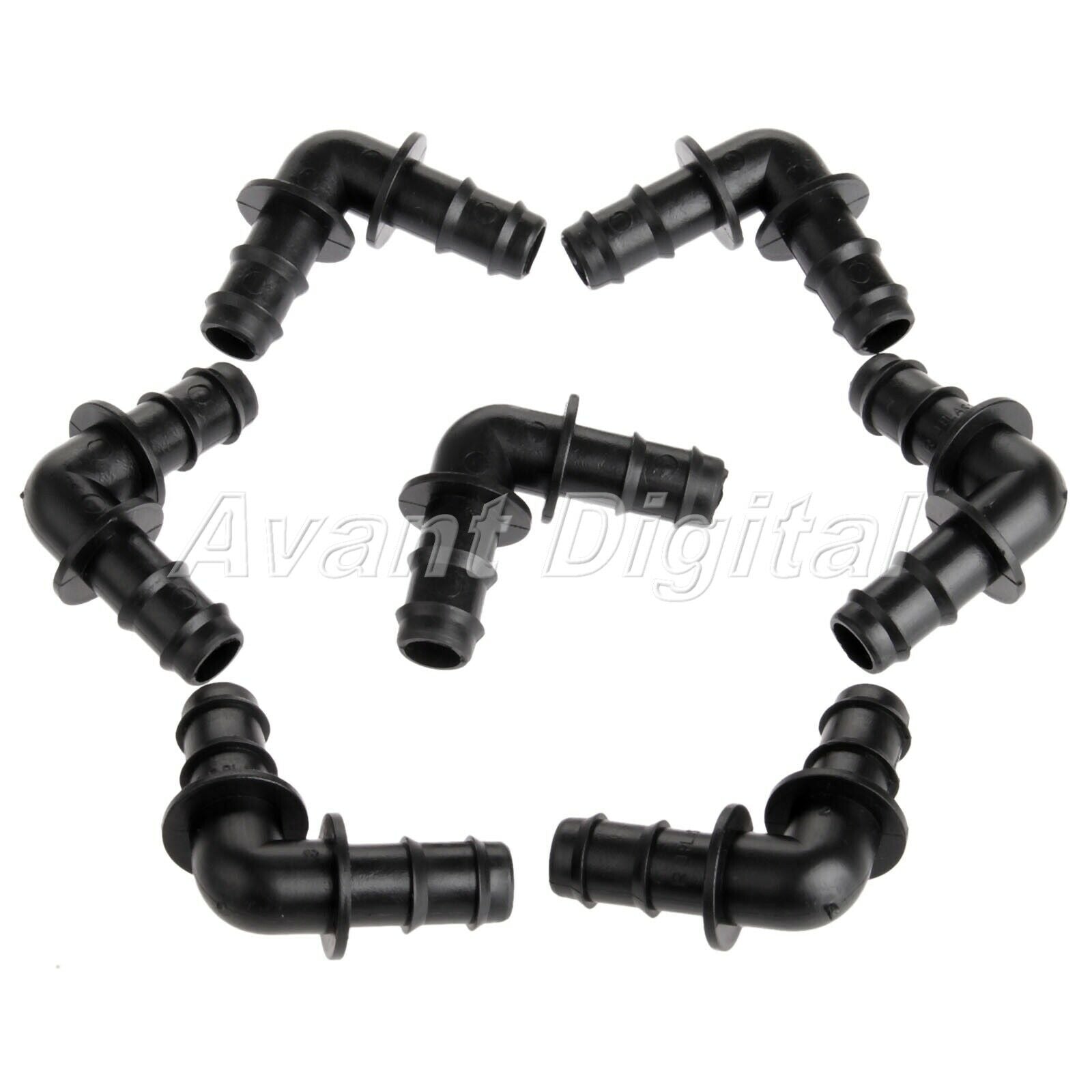12mm Black Elbow Angle Bend Micro Drip Irrigation Pipe Fortings Connector 20pcs