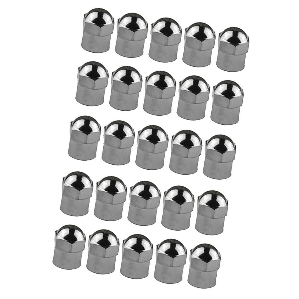 25PCS Universal Car/Truck Tire/Wheel Bike Stem Air Valve Cap Cover Chrome