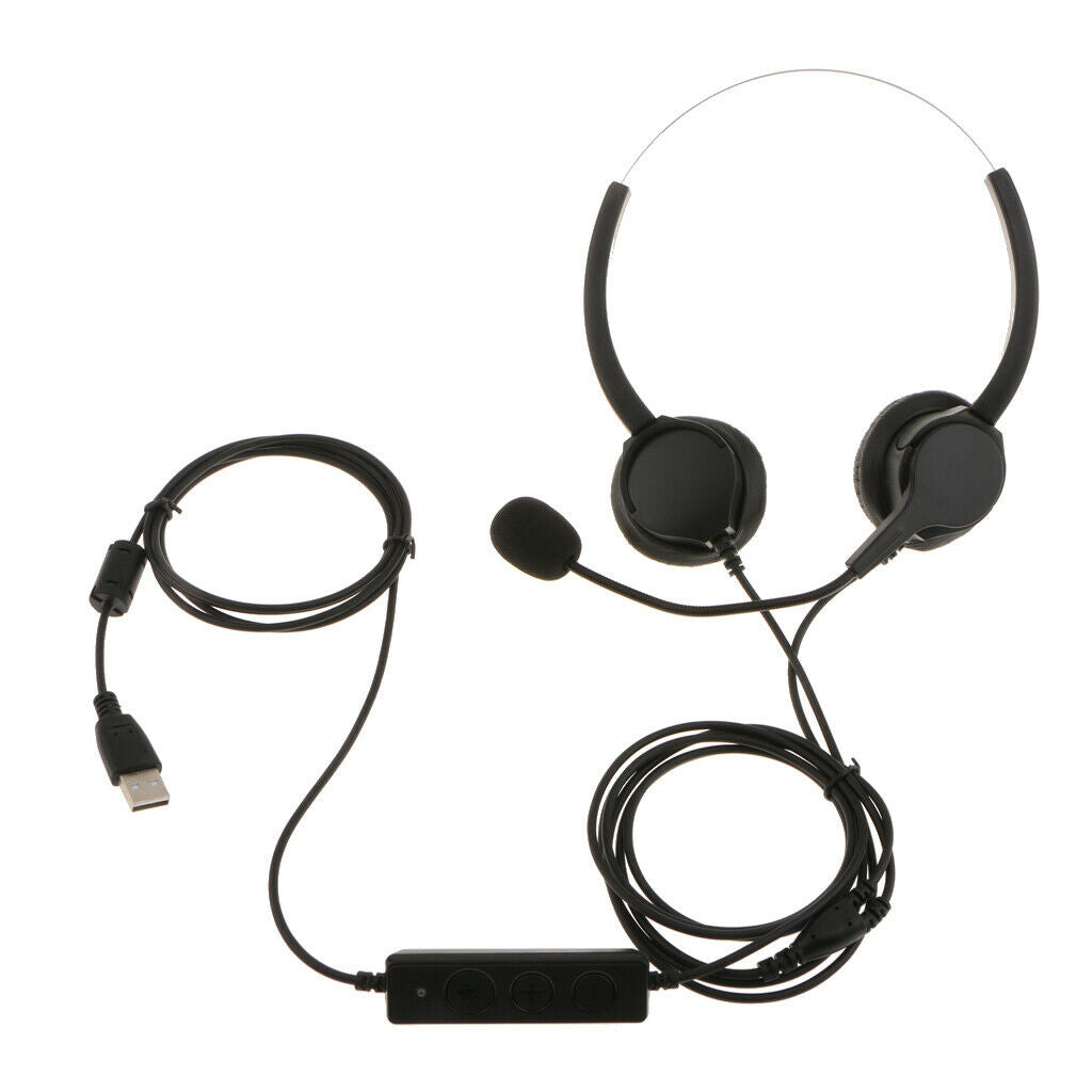 Over-Head Call Center Telephone Headsets Adjustable w/ Mic Noise Cancelling