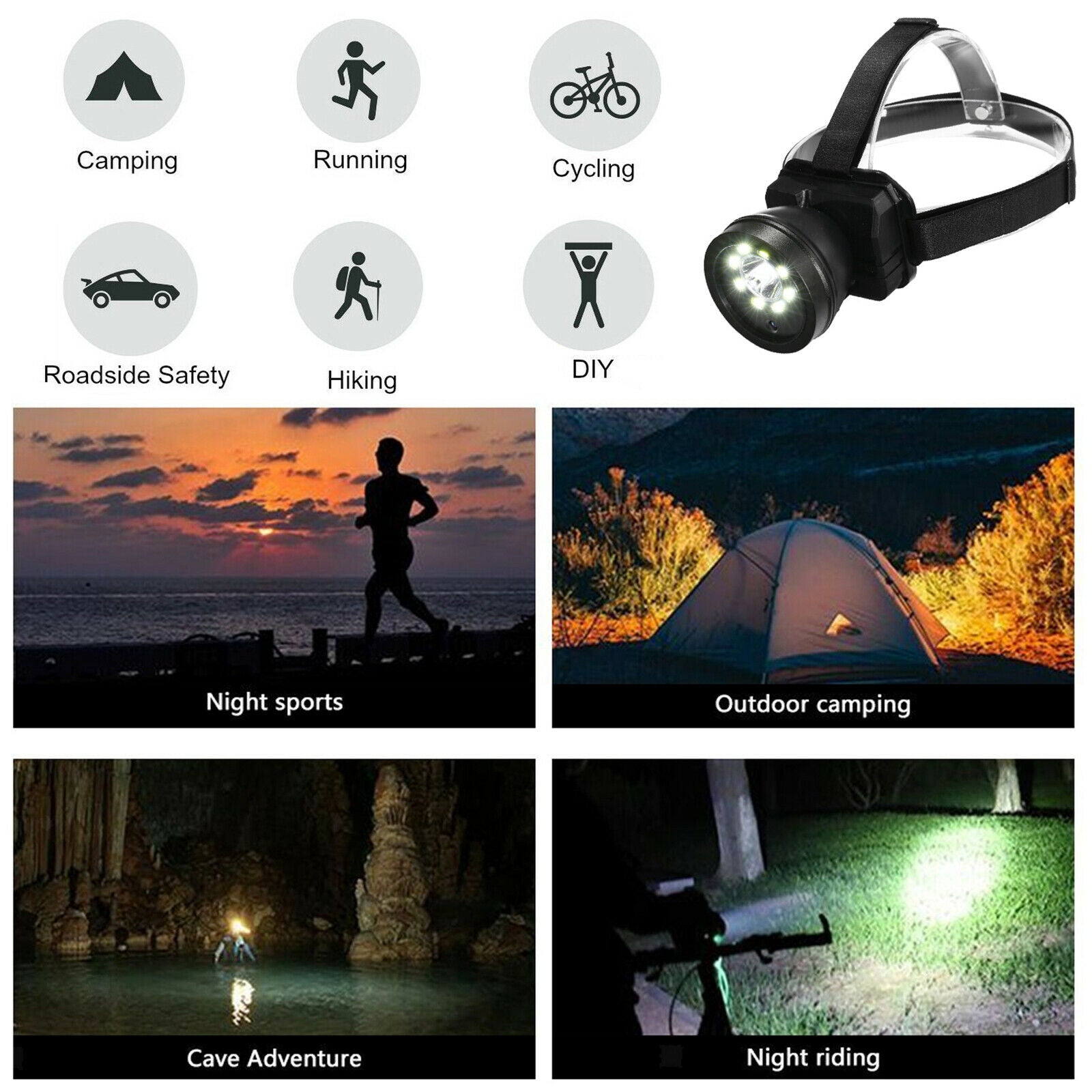 Headlight Integrated Video Recorder Head Lamp Flashlights for Night Running