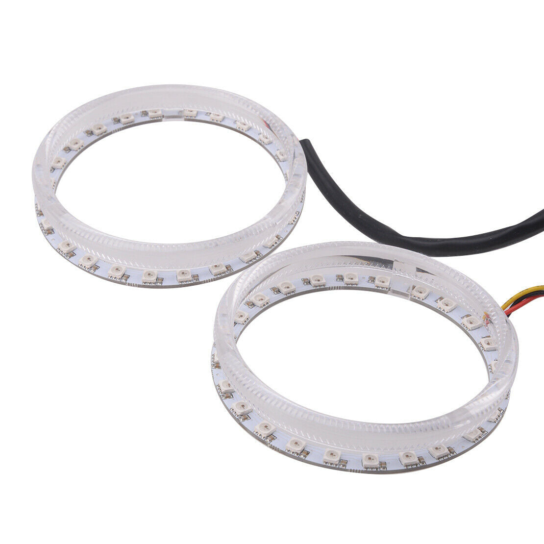 2pc 95mm RGB LED Angel Eye Ring Halo Lights Lamps DRL Headlight Bluetooth APP