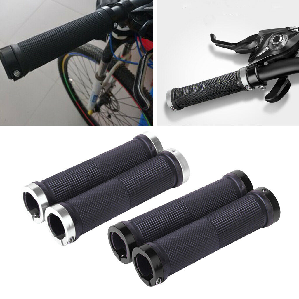 4pcs Bicycle Double Lock On Handlebar Grips Mountain Bike Handle Sleeve Set