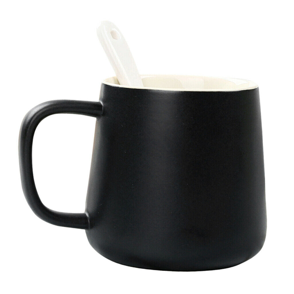 Ceramic Water Coffee Cup with Spoon Gifts for Lovers Water Coffee Cup Black