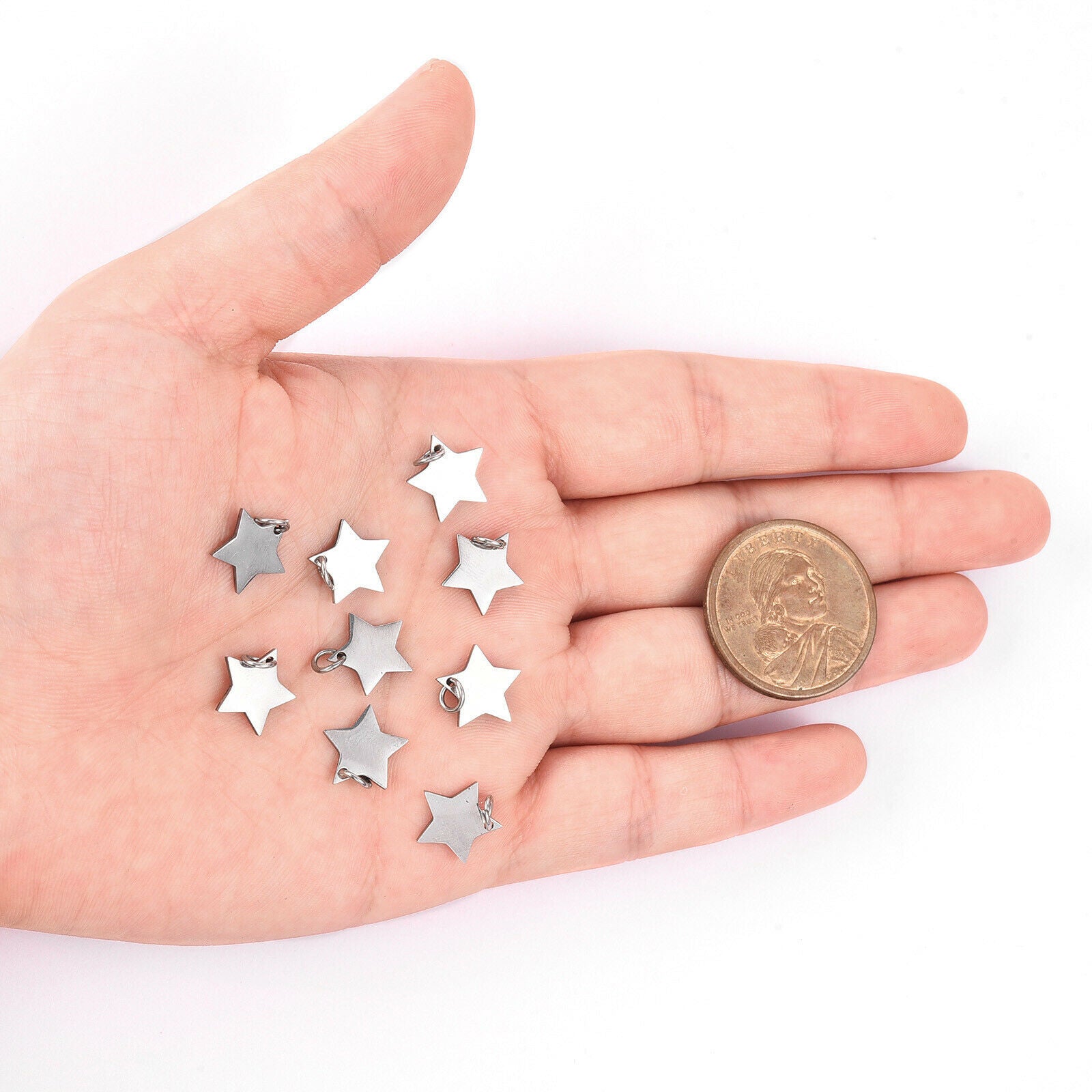 10pcs Stainless Steel Star Shaped Pendant Charms Jewelry Making Supplies