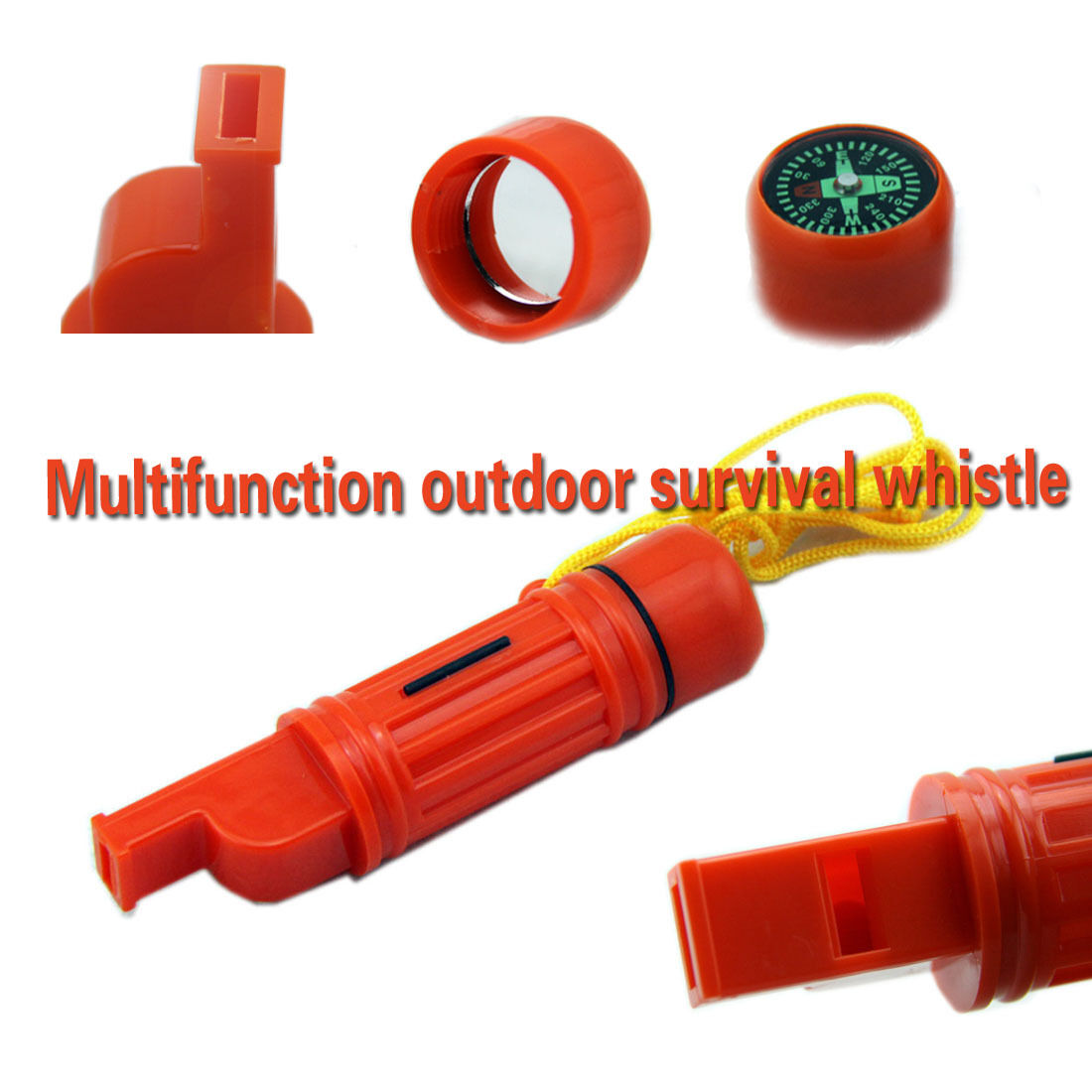 Survival Kit Scout Whistle/Compass/Mirror/Flint/Waterproof Pill Box 5 in 1 Tool