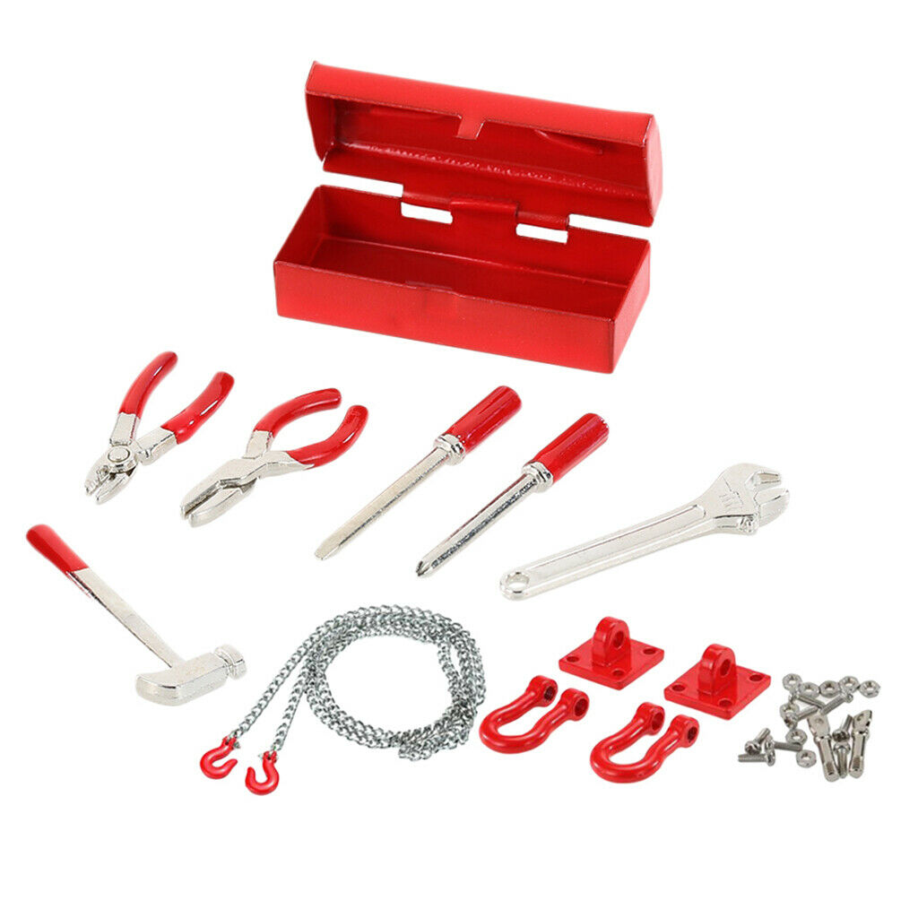 Tow Hook Trailer Chain Buckle Shacke w/ Tool Box for 1/10 RC Car Axial SCX10