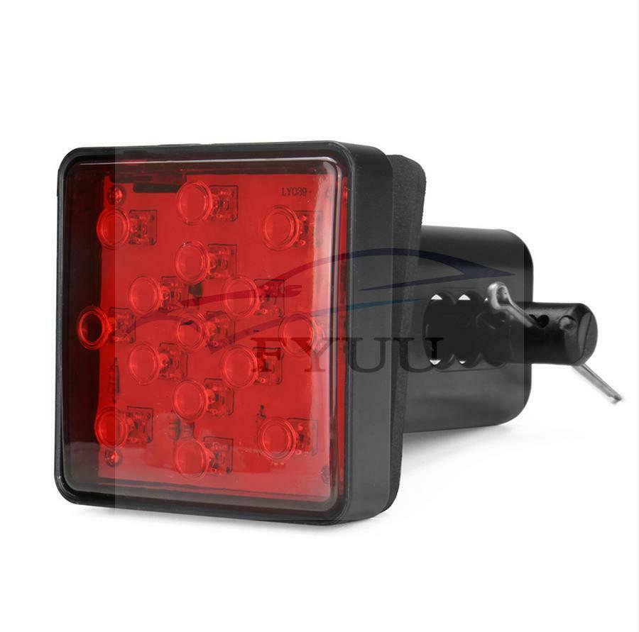 1x 2" 15LED Trailer Truck Towing Receiver Cover Turn Brake Light W Pin Red Hitch