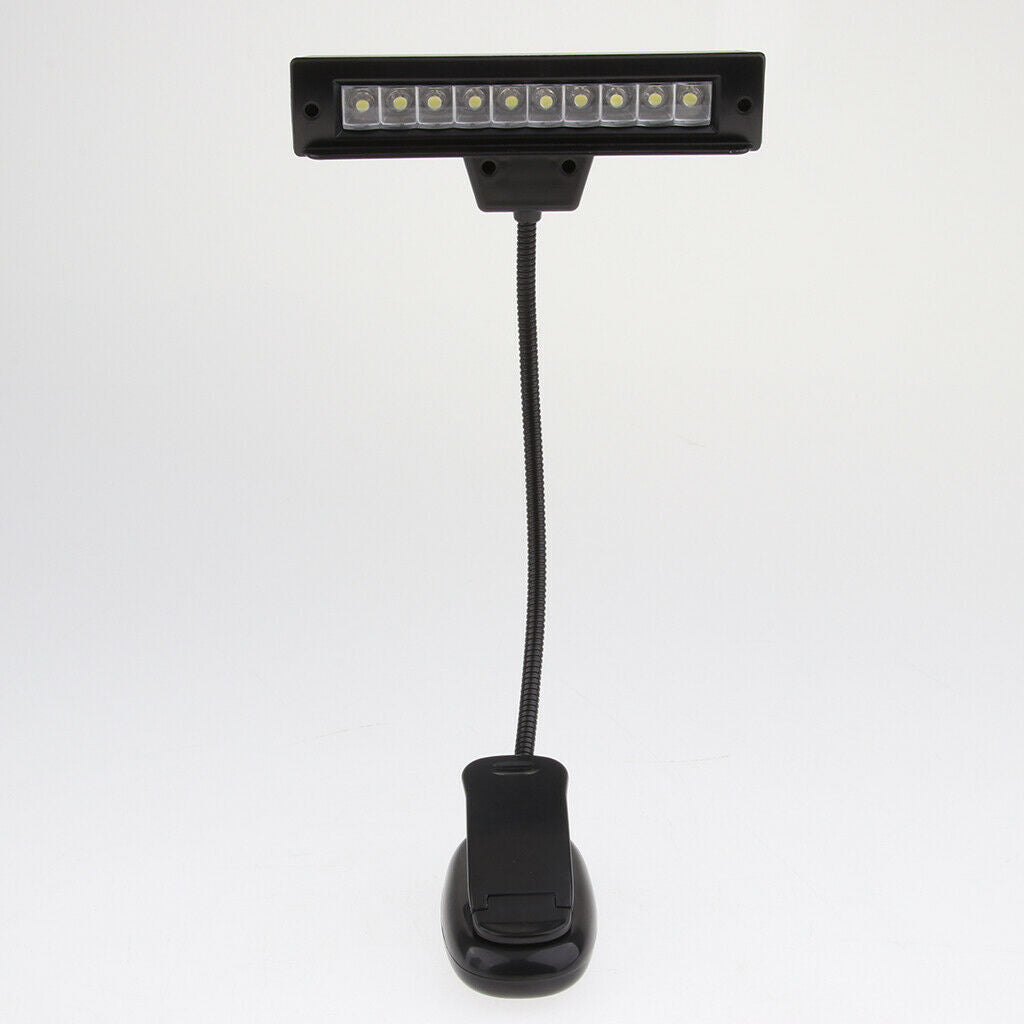 Rechargeable 10 LED Eye-Care Book Light,Bedhead Clip On Reading Light, Music