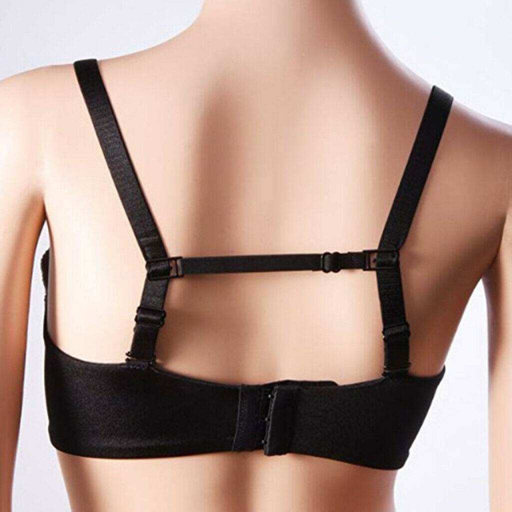 3 Pack Women Non-Slip Bra Back Strap Tape Elastic Chest Straps Clips