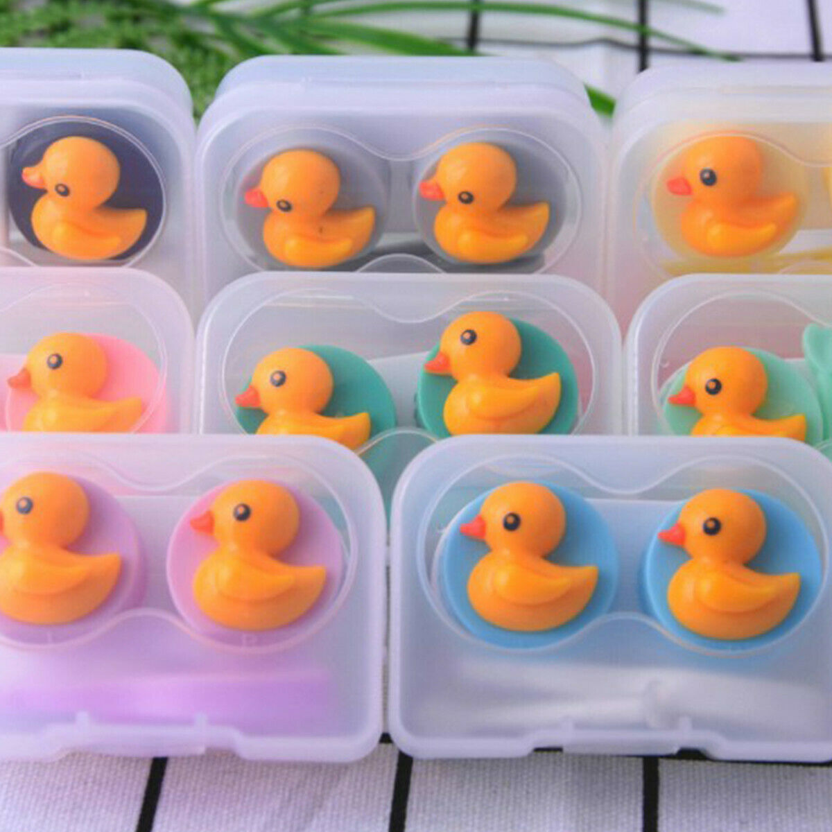 1Box Travel Portable Cute Duck Contact Lens Storage Box Case Holder Organizer