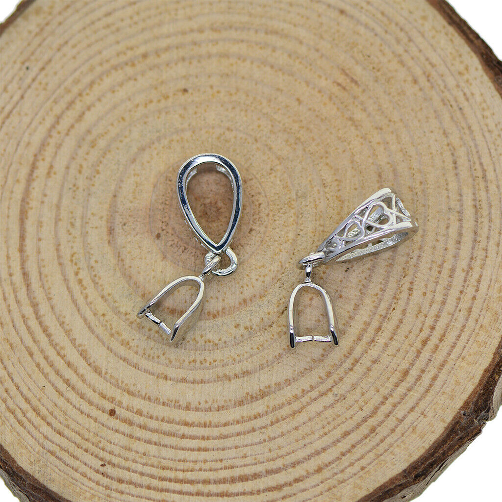 2X 10Pcs Brass Pinch Bails Connectors Clip Pendants Charms DIY Necklace Jewelry