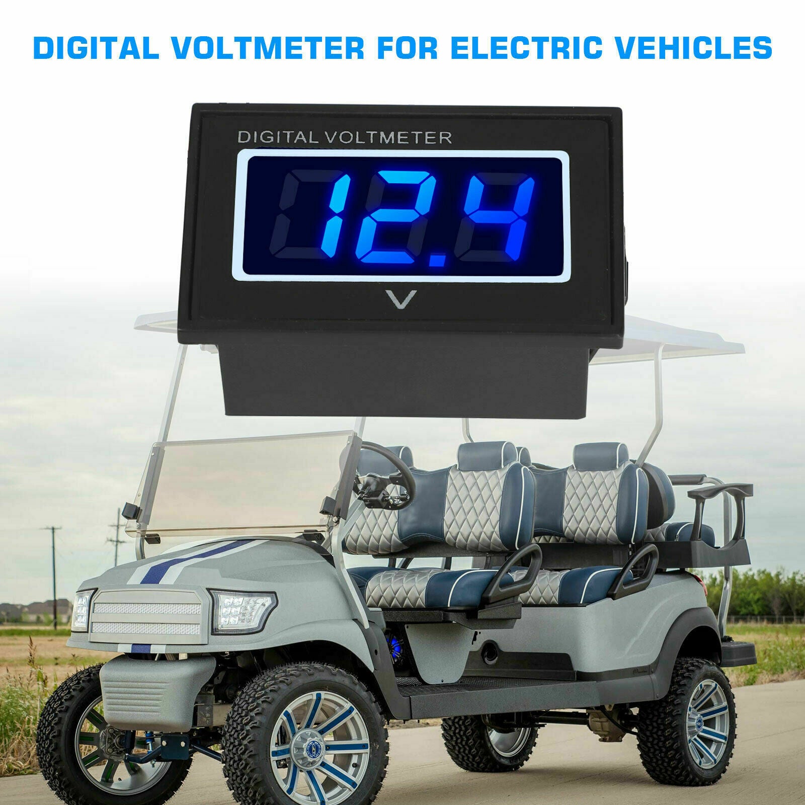 Blue 48V Golf Cart LED Digital Volt Meter Battery Gauge Fit Club Car EZGO Yamaha