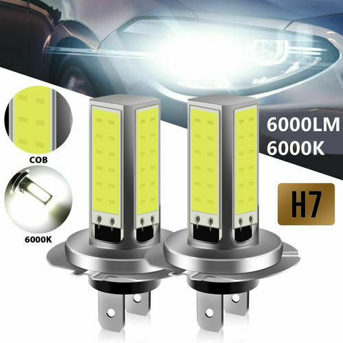2x H7 COB LED Headlight Bulbs Kit High Low Beam 6000LM Super Bright 6000K White