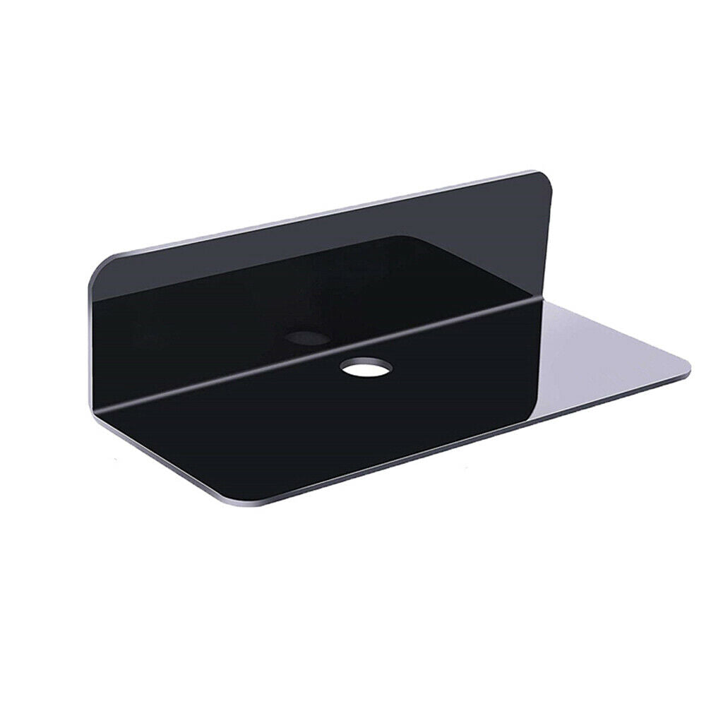 2x Floating Wall Shelf Stick-On Removable with Cable Clip for Digital Clock