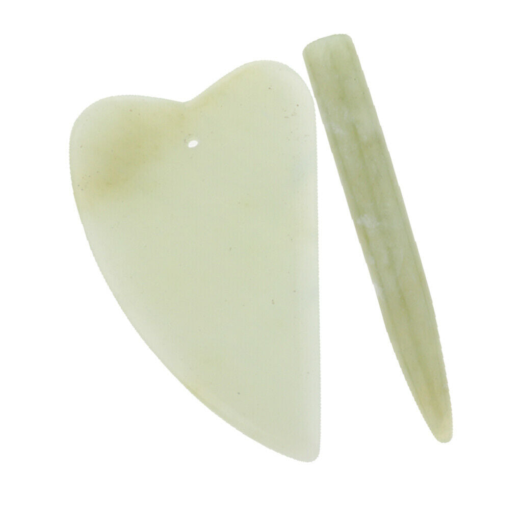 2PCS Natural Hsiuyen Jade GuaSha Scraping Massage Tools for SPA Acupuncture