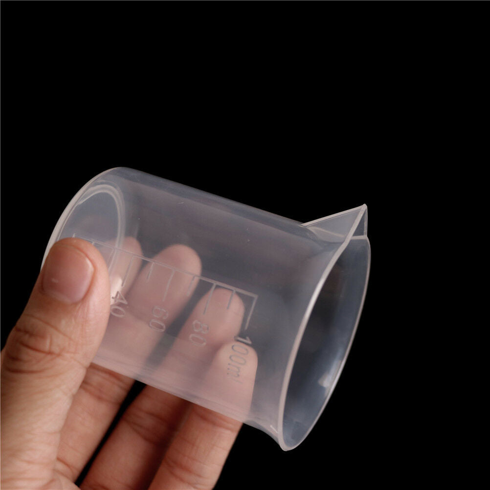 2x100mL/3.4oZ Clear Plastic Graduated Measuring Cup Jug Beakers Kitchen La.l8