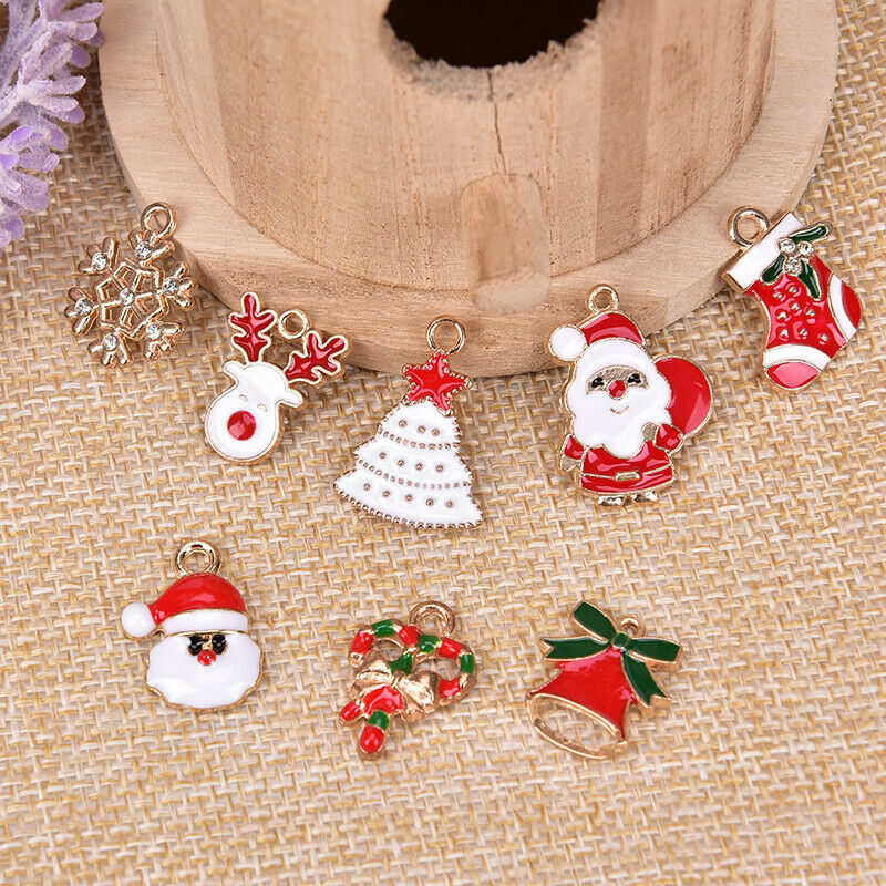 30Pcs/Set Mixed Christmas Style Enamel Charms PendantDIY Jewelry Findings Cra Rf