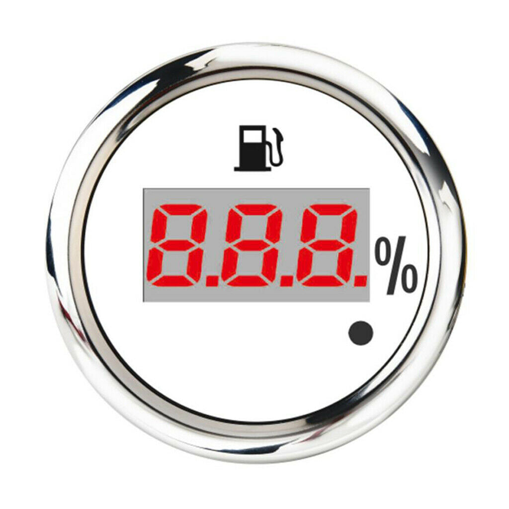 Waterproof Backlight Digital Fuel Level Gauge Meter for Marine Yacht (White)