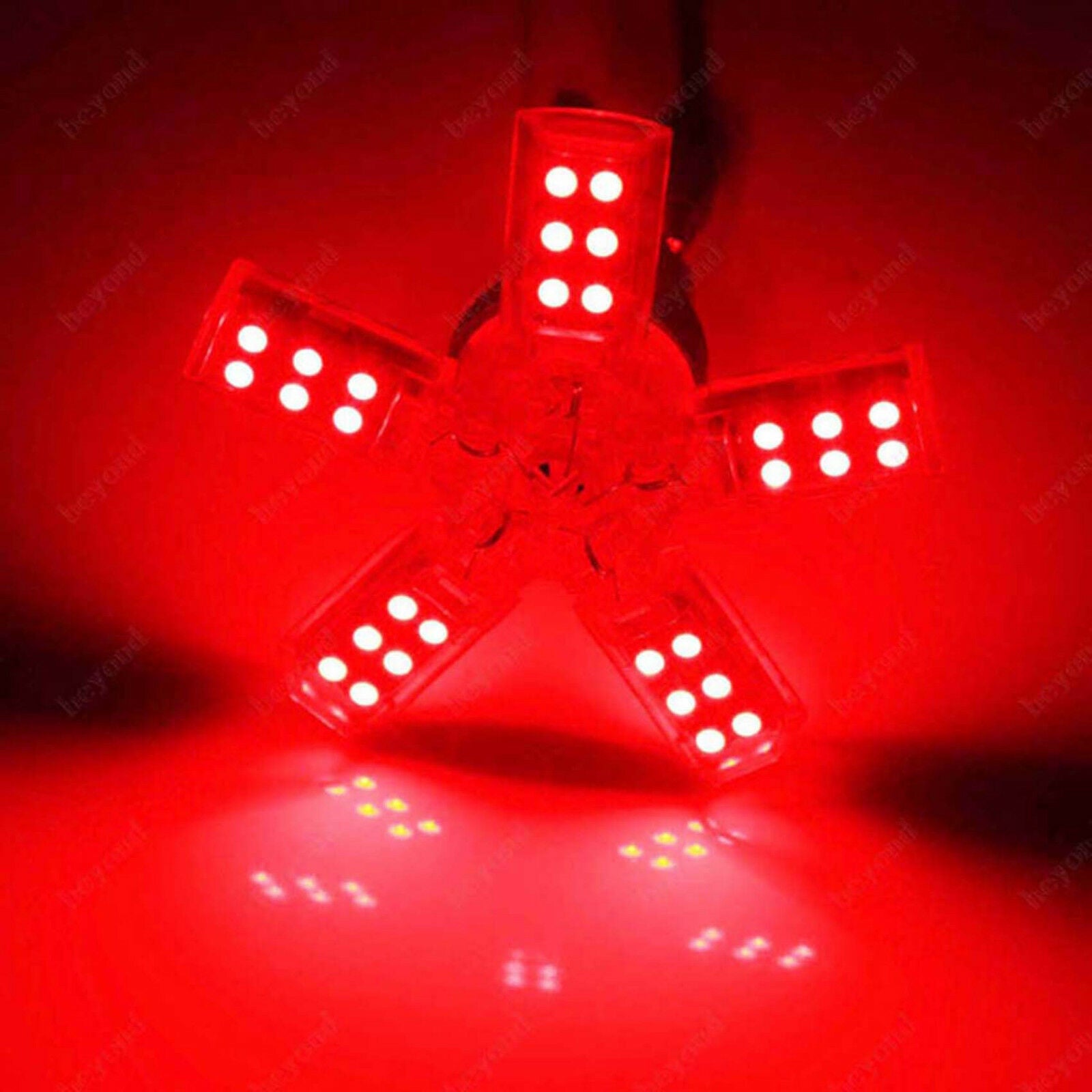 7443 W21/5W Car Auto Red LED Spider 5-ARM Brake Tail Reverse Light Bulb Lamp 12V