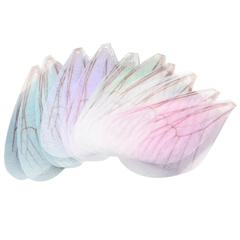 10pcs Cloth Dragonfly Cicada Wing Charms DIY for Earring Pendant Mixed Color