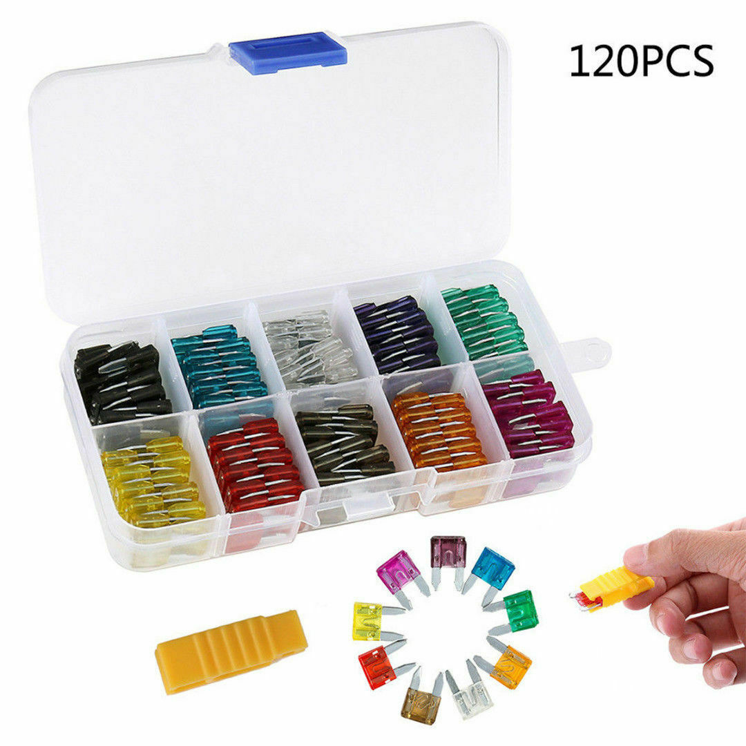 120pc  Mini Fuse Assortment Set Auto Car Motorcycle Kit + Puller