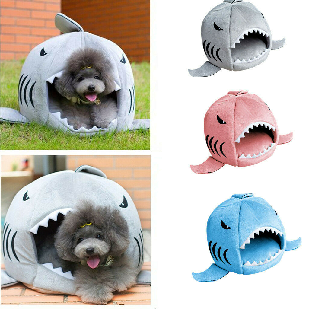 Cat Pet Shark Bed Puppy Dog Cuddly Pillow Mat Nesting Rest Pink