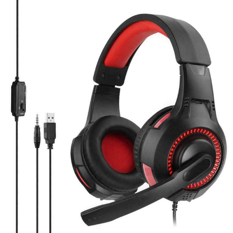 Noise Cancelling Game Earphone Over Ear Headphones LED Lights Soft Earmuffs