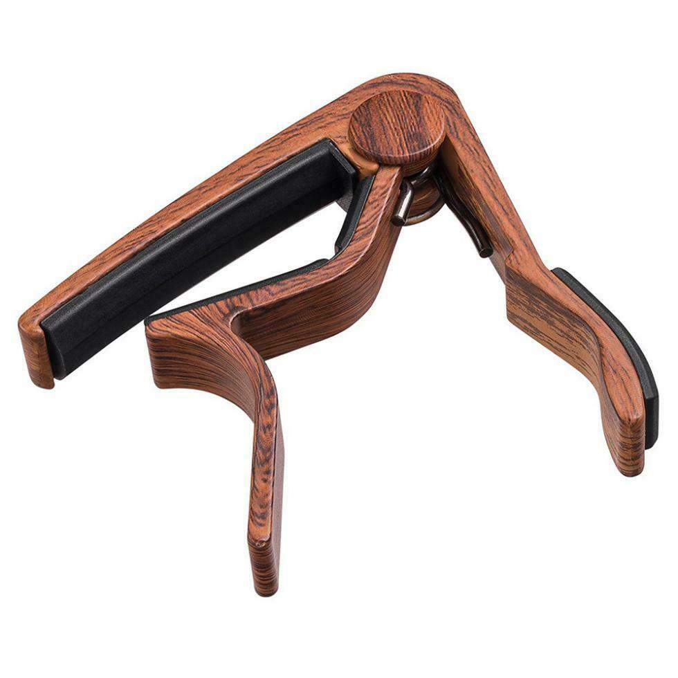 Wood Grain Metal Guitar Capo with Perfect Silicon Cushion for Guitar Ukulele Bas