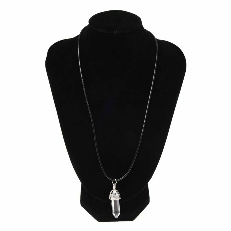 Classic Art Natural Quartz Healing Point Chakra Reiki Pendant Rope Necklace TrL3