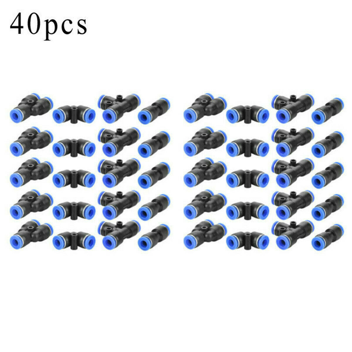 40x 6mm OD 1/4 Inch Plastic Pneumatic Push Connector Set Air Line Quick Fittings