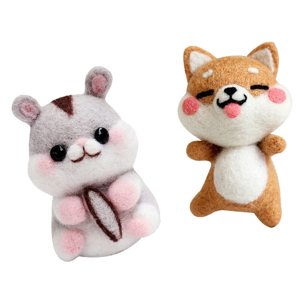 2 Pack Felt Craft Kits Roving Crafts Hand Craft Home Lovely Hamster & Dog