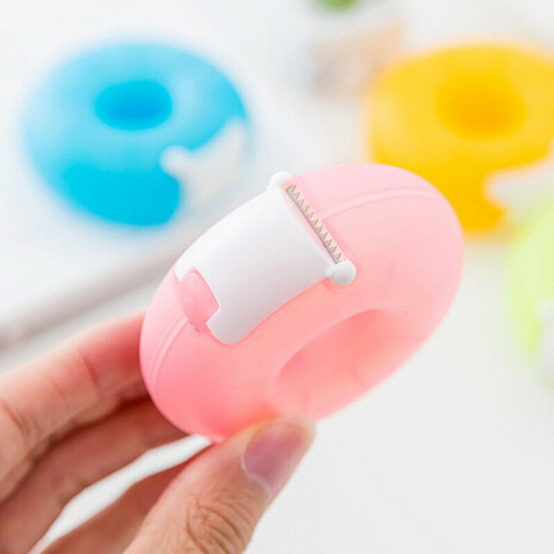 1xcartoon tape dispenser stationery portable donut tape holder invisible tape_SJ