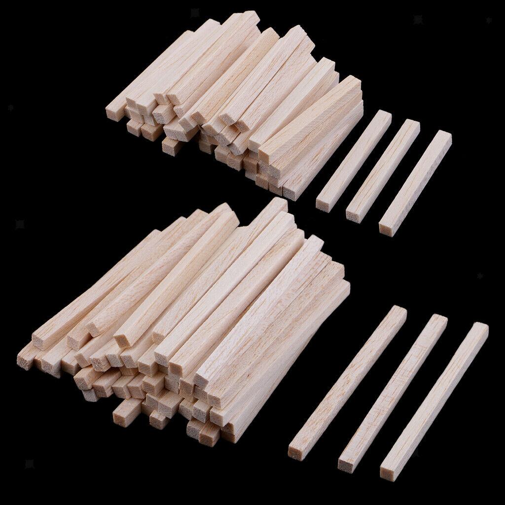 Lots 100 Blank Balsa Wood Wooden Dowel for DIY Modelling Building Hobbies