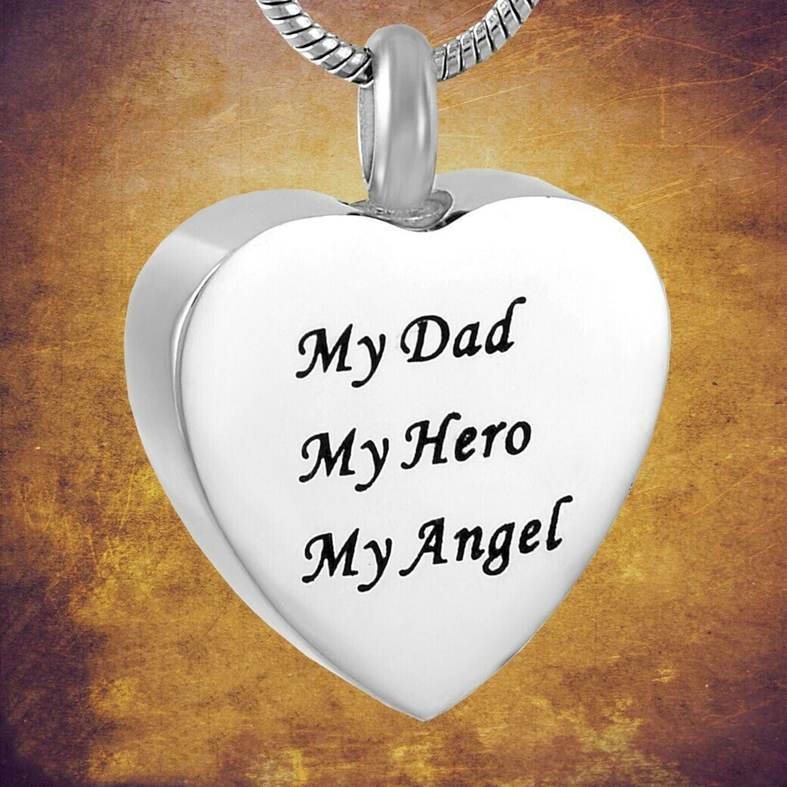 New My Dad My Hero My Angel Heart Cremation Urn Keepsake Ashes Memorial Necklace
