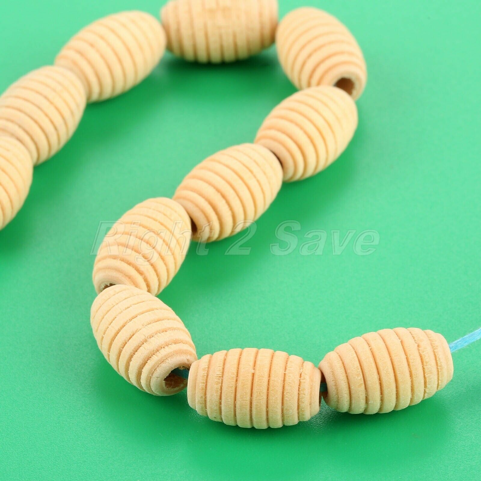 50pc Natural Unfinished Wooden Bead Screw Whorl Wave Charms DIY Jewelry Findings