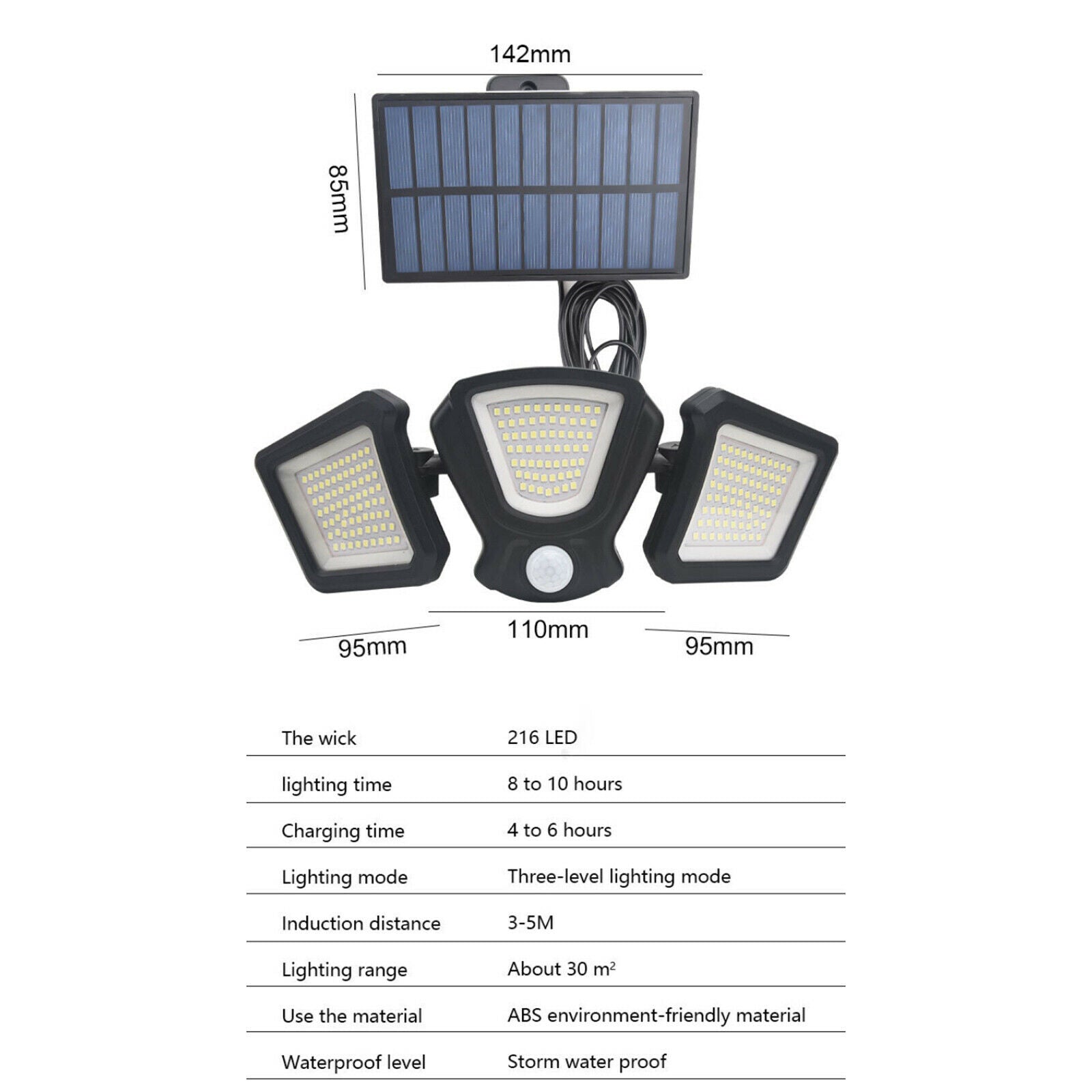 216 Led Solar Light Bright Spotlight Wireless Outdoor Waterproof Garden