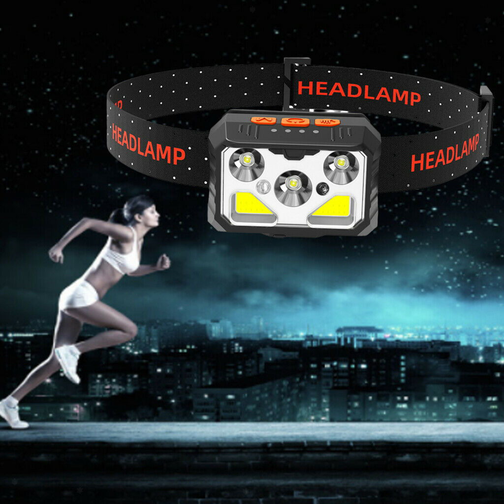 USB LED Headlamp Motion Sensor COB Headlight Waterproof Work Flashlight Lamp