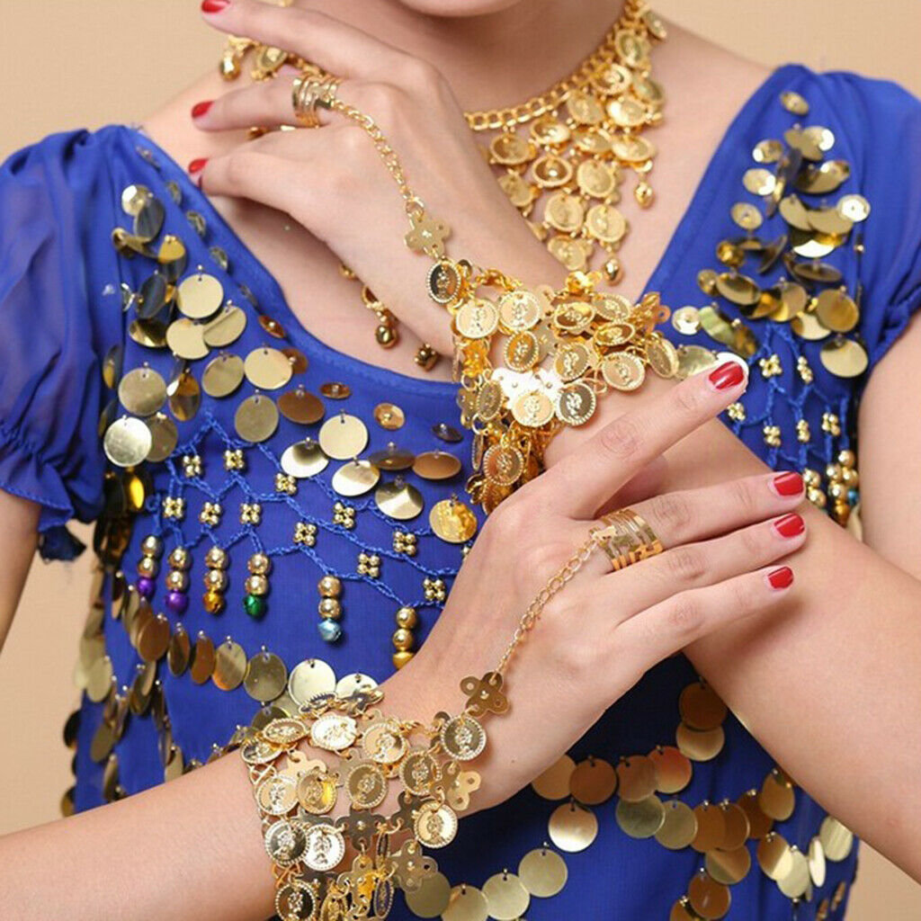 Belly Dance Jewelry Set Necklace Earrings Bracelets Female Gypsy Performance