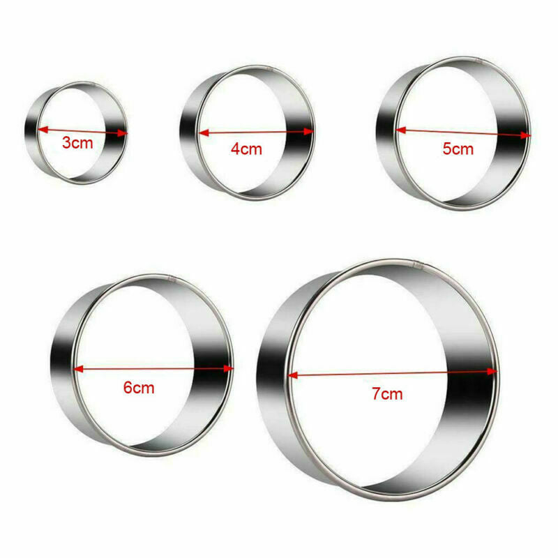 5pcs/Set Round Stainless Steel Cookie Cutters Biscuit DIY Baking Pastry Mold