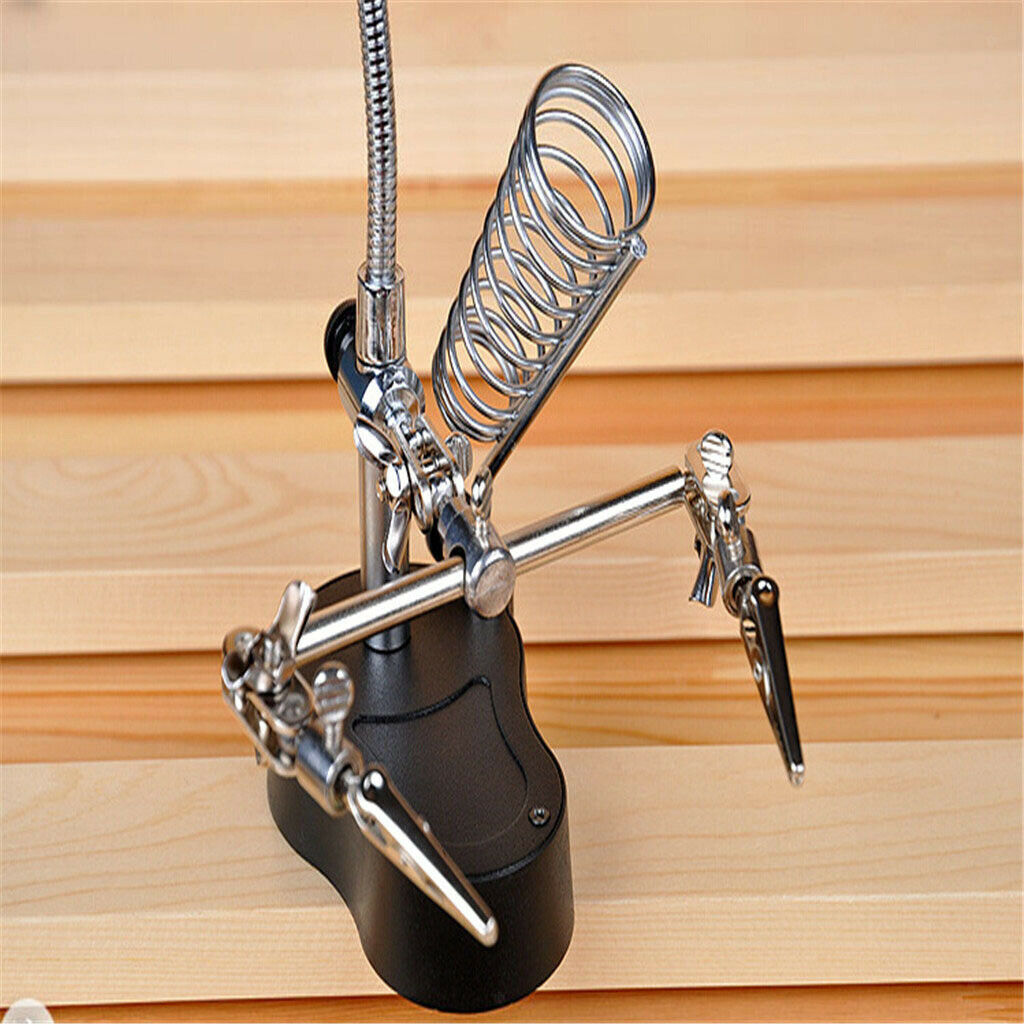 LED Magnifying Glass Stand Hand Free Repair Soldering Station with Clip