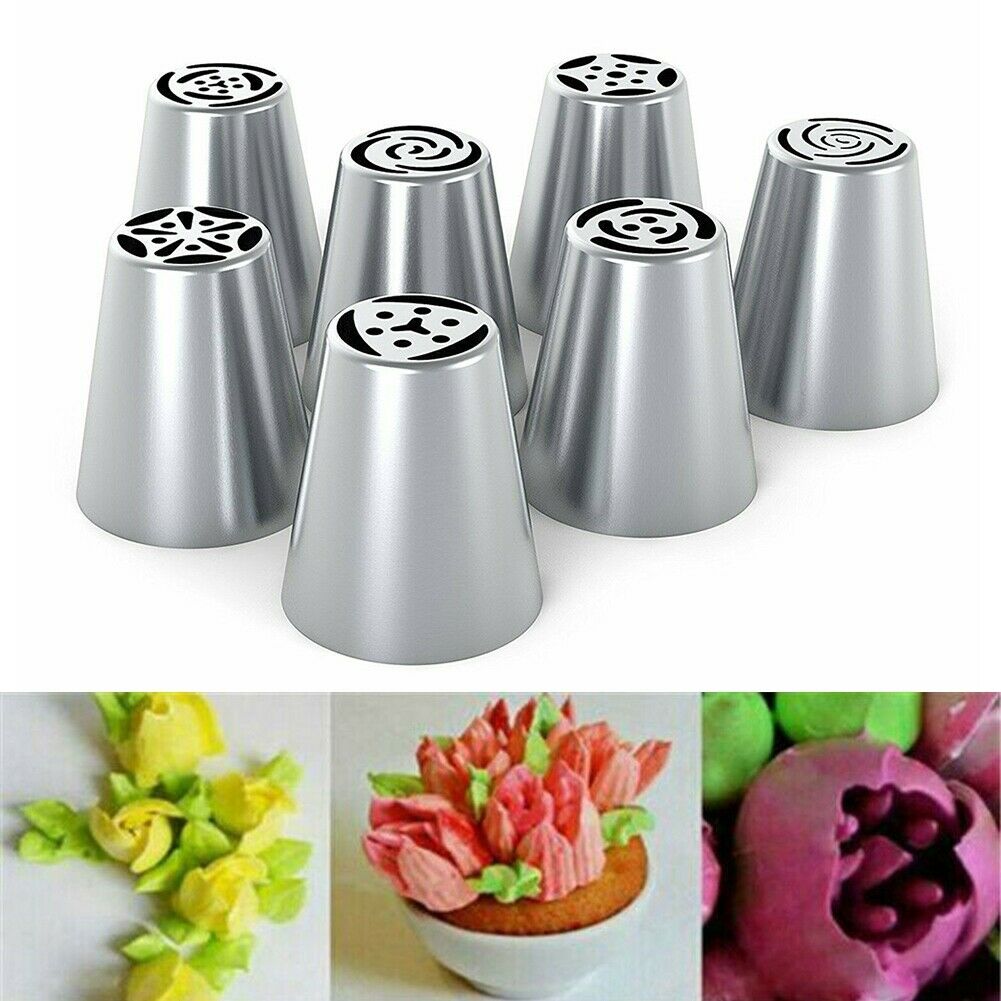 7Pcs Flower Russian Icing Piping Nozzles Pastry Tips Cake Decorating Baking Tool