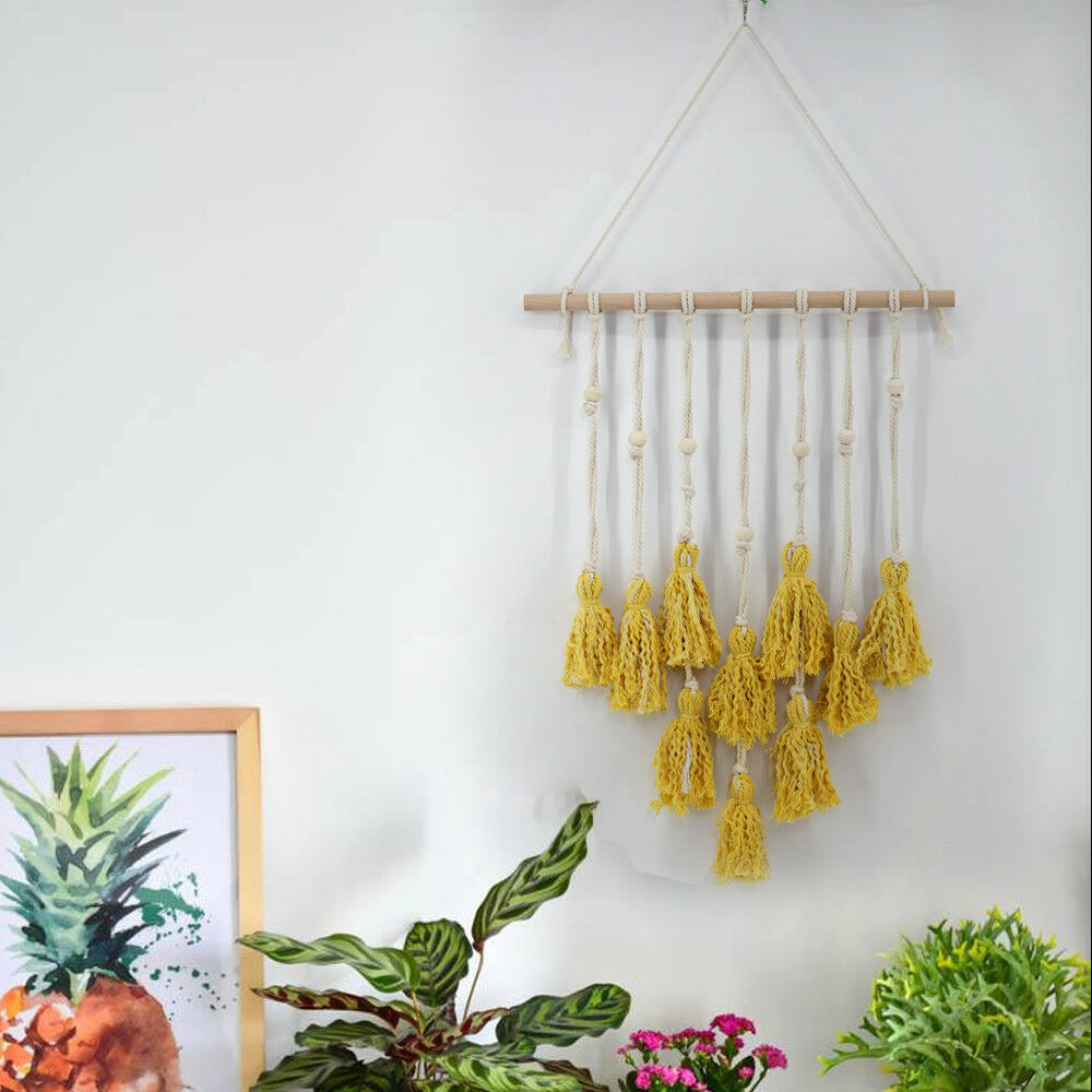 Yellow Macrame Wall Hanging Tapestry Woven Bohemian Art Backdrop Wedding Party