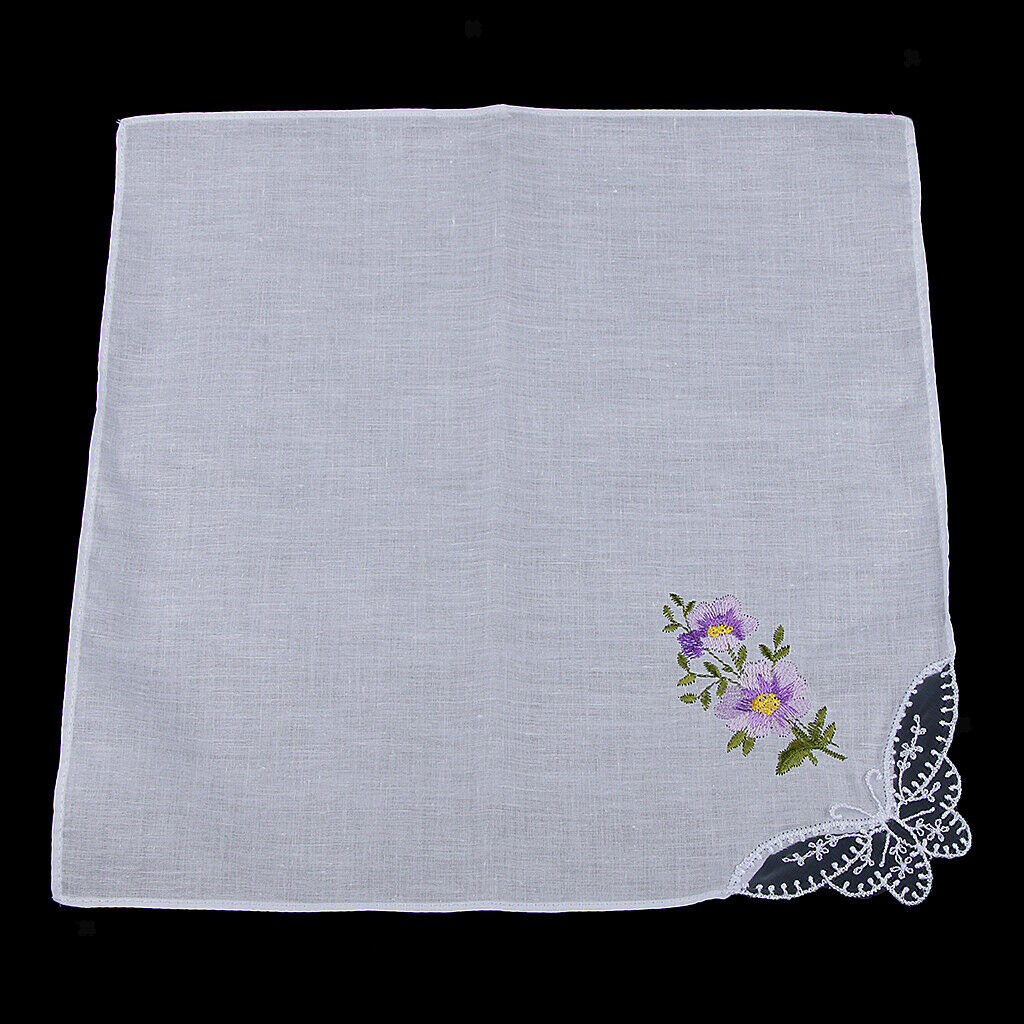 Pack Of 24 Cotton Fabric Handkerchiefs Embroidery With Lace Trim