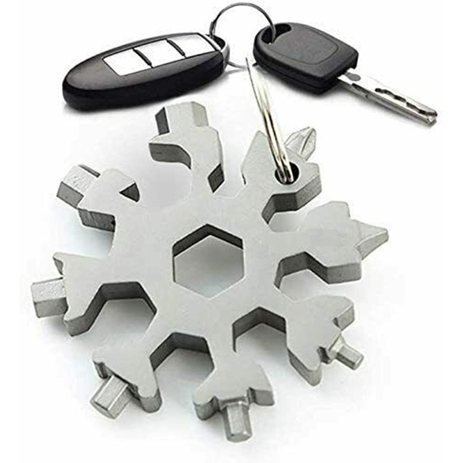 18-in-1 Stainless Steel Snowflake Keychain Multi-Tool Screwdriver Bottle Opener