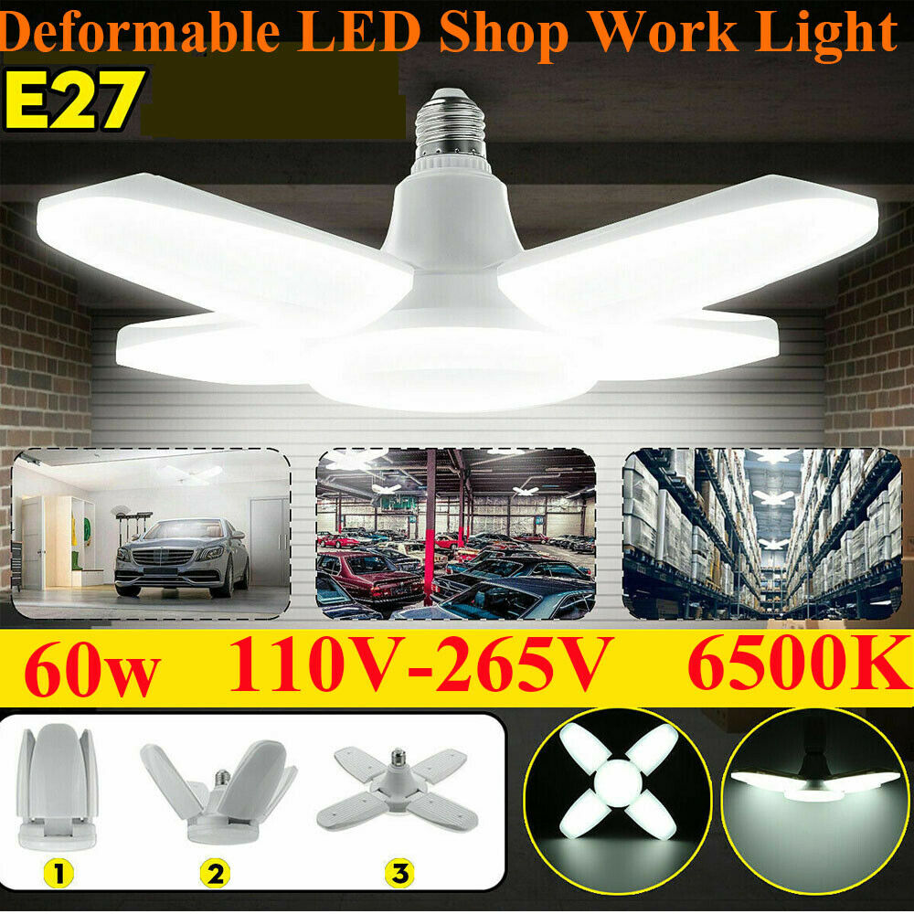 60W E27 6000LM Deformable LED Shop Work Light 110-265V Folding Garage Home Lamp