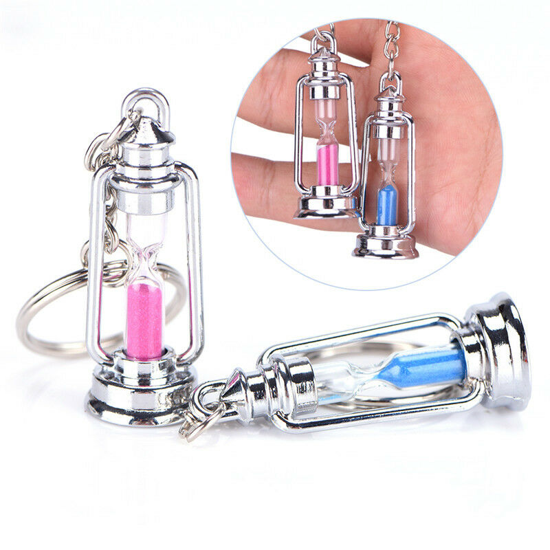 1 Pair Novelty Metal Hourglass Key Chain Key Ring Couples Trinket Key cha.l8