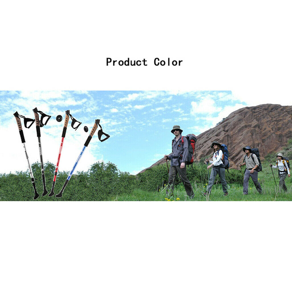 Trekking Walking Stick Poles Canes Cork Handle 26.4'' to 53'' Sticks Red